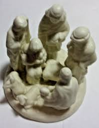 Mini Nativity Scene White Bisque Porcelain One piece Round 3 ...