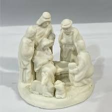 White Procelain Nativity Figurine 2.5" Round | eBay