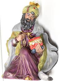 Wise Men Christmas Nativity Figurine King Ceramic Matte Finish Gold Trim 8" Tall | eBay