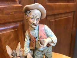 Ceramic Hand Painted Colorful Figure Old Man w/ Pipe & His ...