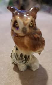 Miniature Great Horned Owls Perched on Stumps Vintage | eBay