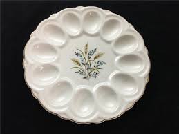 Canonsburg Pottery Can 2 Blue Flowers & Amber Wheat Egg Plate | eBay