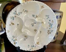 Antique Limoges Oyster Plate: French Blue Floral Porcelain (8 1/4") - Etsy