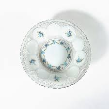 Exquisite Hand-Painted Limoges Porcelain Fruit Bowl with Blue Flowers and Gold F For Sale at 1stDibs