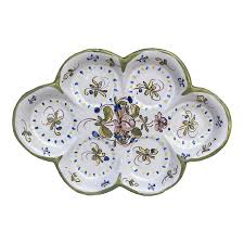 French Oval Faience Platter With Flowers Moustiers Style | Chairish