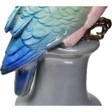 Vintage Porcelain Life-Size Parrot Figures on Pedestals, by Karl Ens, a Pair | Chairish