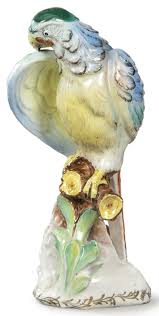 Sold at Auction: Parrot figure molded, painted and enameled in porcelain by Sitzendore. Germany, 1930