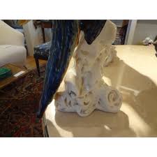 Pair of Italian Glazed Terracotta Parrot Statues | Chairish