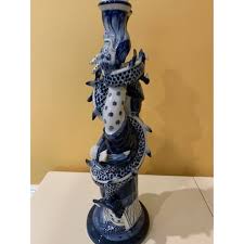 Blue & White Chinese Porcelain Figural Serpentine Candle ...
