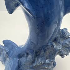 Ceramic Blue & White Jumping Dolphin Figurine | Mercari