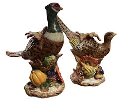 FITZ & FLOYD Autumn Bounty Pair Figural Pheasant Candlesticks Vintage 1997 | eBay