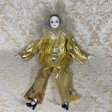 French Pierrot Clown Dressed in Gold With Silver Buttons and Black High Heels. - Etsy