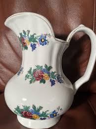 Vintage white porcelain pitcher Vase with flowers and gold trim Display Only | eBay