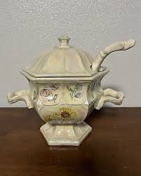 VINTAGE 3 PC PORCELAIN SOUP TUREEN WITH LADLE-FLORAL DESIGN | eBay