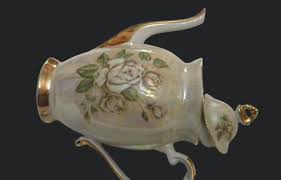 Antique Teapot Massive Porcelain Gild Handmade Floral Decor Poland Collectibles | eBay