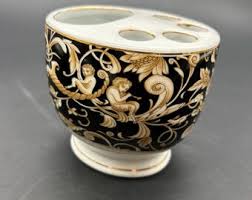 Vintage 80's Baum Brothers Porcelain Toothbrush and Toothpaste Holder Featuring Fairies Pixies Unicorns and Other Flora and Fauna (S2876) - Etsy