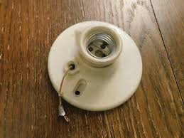 Vtg Paulding Porcelain Pull Chain Light Fixture Receptacle w ...