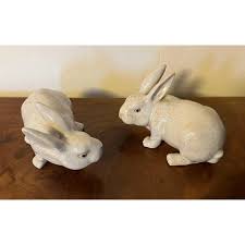 Antique Early 20th Century French Crackle Glaze Art Pottery Figures of Rabbits or Hares in the Chinese Taste - a Pair | Chairish