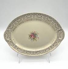 Taylor Smith 12" Antique Oval Porcelain Platter Floral Gold ...