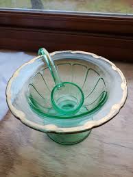 Uranium Glass Mayo Bowl With Gold Trim | eBay