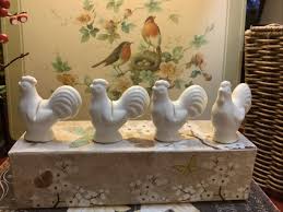 4) Solid White~Rooster Shaped~Place Card Holders~2.75”H x ...