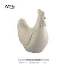 Ceramic Home Decor - Glazed Porcelain Couple Chicken Figurine