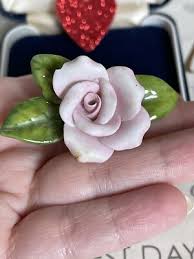 vintage brooch rose Flowers English fine bone china hand made hand painted | eBay