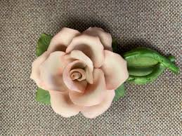 Large Rose Bisque Flower with Double Stem | eBay