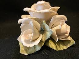 White and Pink Bisque Ceramic Rose.petal Chipped and Small ...