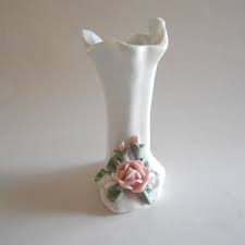 Beautiful Hand-painted Porcelain Bud Vase With Applied Floral Details - Cute and Elegant Vintage Glassware - Etsy
