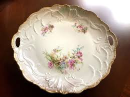 Vintage Antique Decorative porcelain hand painted Floral with Handles Plate | eBay