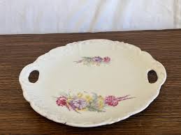 Vintage Porcelain Platter With Cut Out Handles Hand Painted Scalloped Edge - Etsy