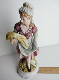 Vintage CANDREA Hand Painted 12" Porcelain Figurine Girl Carrying Wheat | eBay Australia