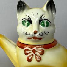 Vintage Decorative Cat Teapot, Yellow Ceramic, Green Eyes, Mosa, Netherlands? - Etsy New Zealand