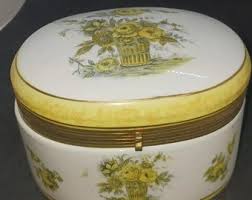 Vintage Trinket Box Parma Yellow Rose Memory Jewelry Oval ...