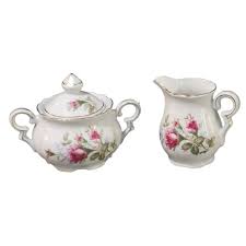 Vintage Japanese Porcelain Royal Rose Set Sugar Bowl & Creamer | Chairish
