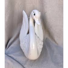 Art Deco Style Ceramic Swan Flower Vase | Chairish
