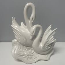 Vintage Hull Art Pottery Double Swan & Water Lily Planter Ivory White USA #81 US | eBay