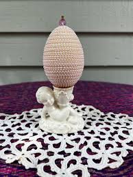 Pretty Vintage Ceramic White Cherub Egg Holder Holding Fancy ...