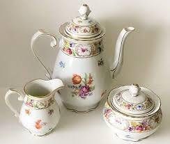 VTG US Zone Schumann Germany Empress Dresden Flowers Tea Pot Set Creamer & Sugar | eBay Australia