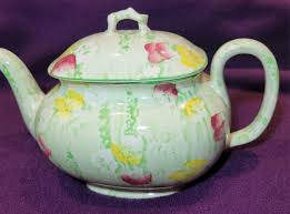 Arthur Wood & Son Teapot Staffordshire England Green Delphinium Floral #5704 | eBay