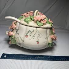 Homemade Hand Painted Blushing Rose Copy Porcelain Ceramic Soup Tureen | eBay