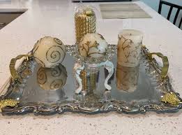 Decorative silver plated tray with candles - household items ...