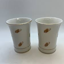 Vintage Toothbrush Holder & 2 Cups With 24K Gold Butterflies ...