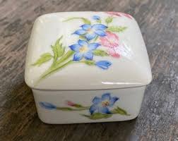 Small Limoge Box W/pink & Blue Flowers - Etsy