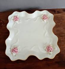 Vintage Ceramic Porcelain Dish With Rose Decor- Square Serving Dish - Etsy