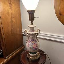 Vintage Table Lamp. Stunning, With Flower Design. Trimmed ...