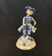 CAPODIMONTE VICTORIAN MAN Blue & White Figurine ...