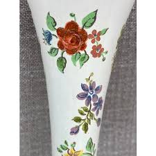Vintage Enamel Halcyon Floral Bud Vase | Chairish