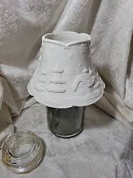 White Winter Holiday Santa & Reindeer Ceramic Candle Shade ...